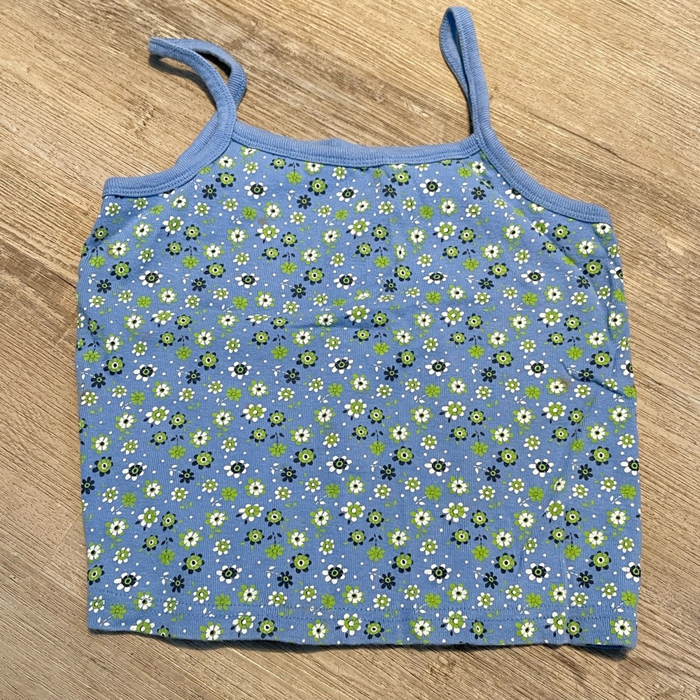 Vintage 90’s Style Tank Top - Blue with Floral